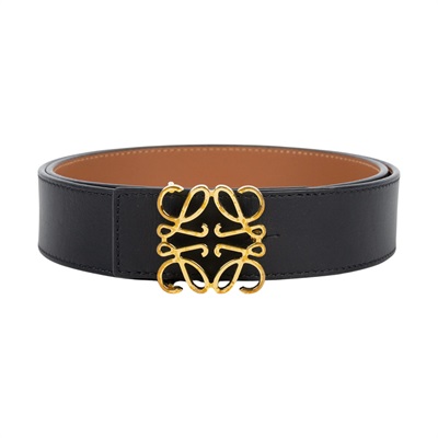 羅意威 LOEWE Anagram 腰帶 E821Z20X02_85 金ANAGRAM黑皮帶#85 原廠盒子/防塵袋/購買證明正本