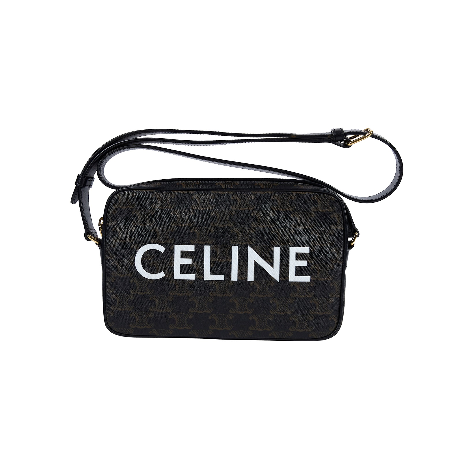 思琳 CELINE 標誌印花 郵差包 中型 194502EJG 棕凱旋門相機包 防塵袋