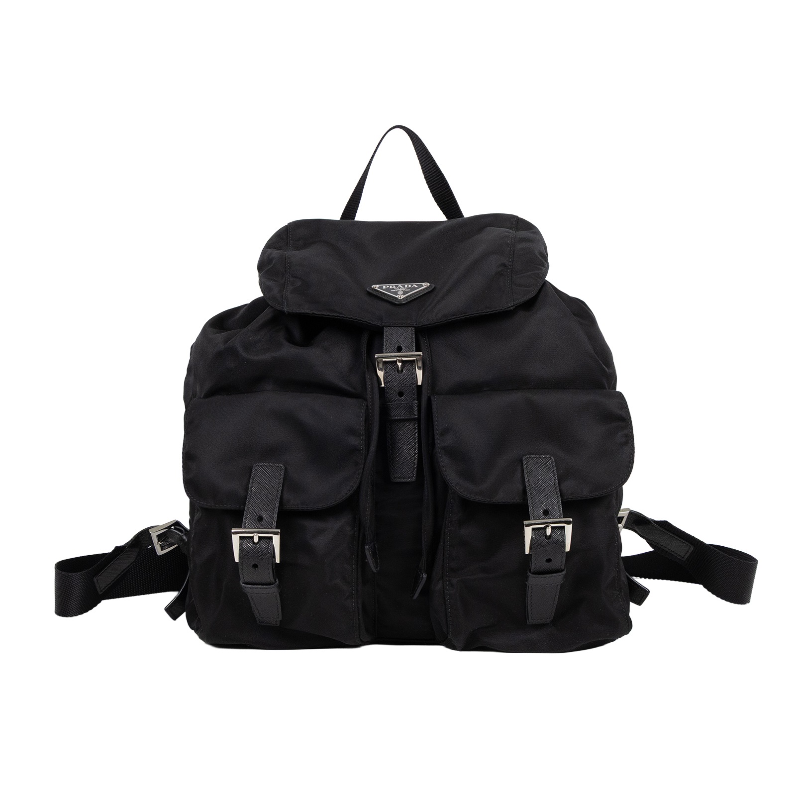 普拉達 PRADA Re-Nylon 中型 背囊 連化妝袋 1BZ811_RV44 黑尼龍後背包 防塵袋