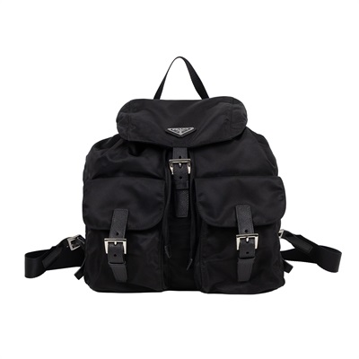 普拉達 PRADA Re-Nylon 中型 背囊 連化妝袋 1BZ811_RV44 黑尼龍後背包 防塵袋
