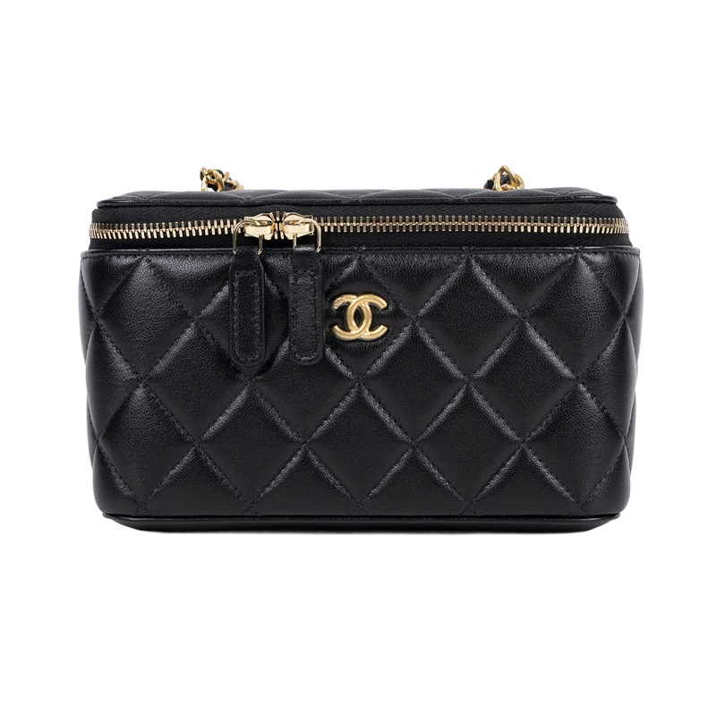 香奈兒 CHANEL 鏈子小包 化妝箱 AP2303 晶片款 黑金羊金球長盒 原廠盒子/防塵袋