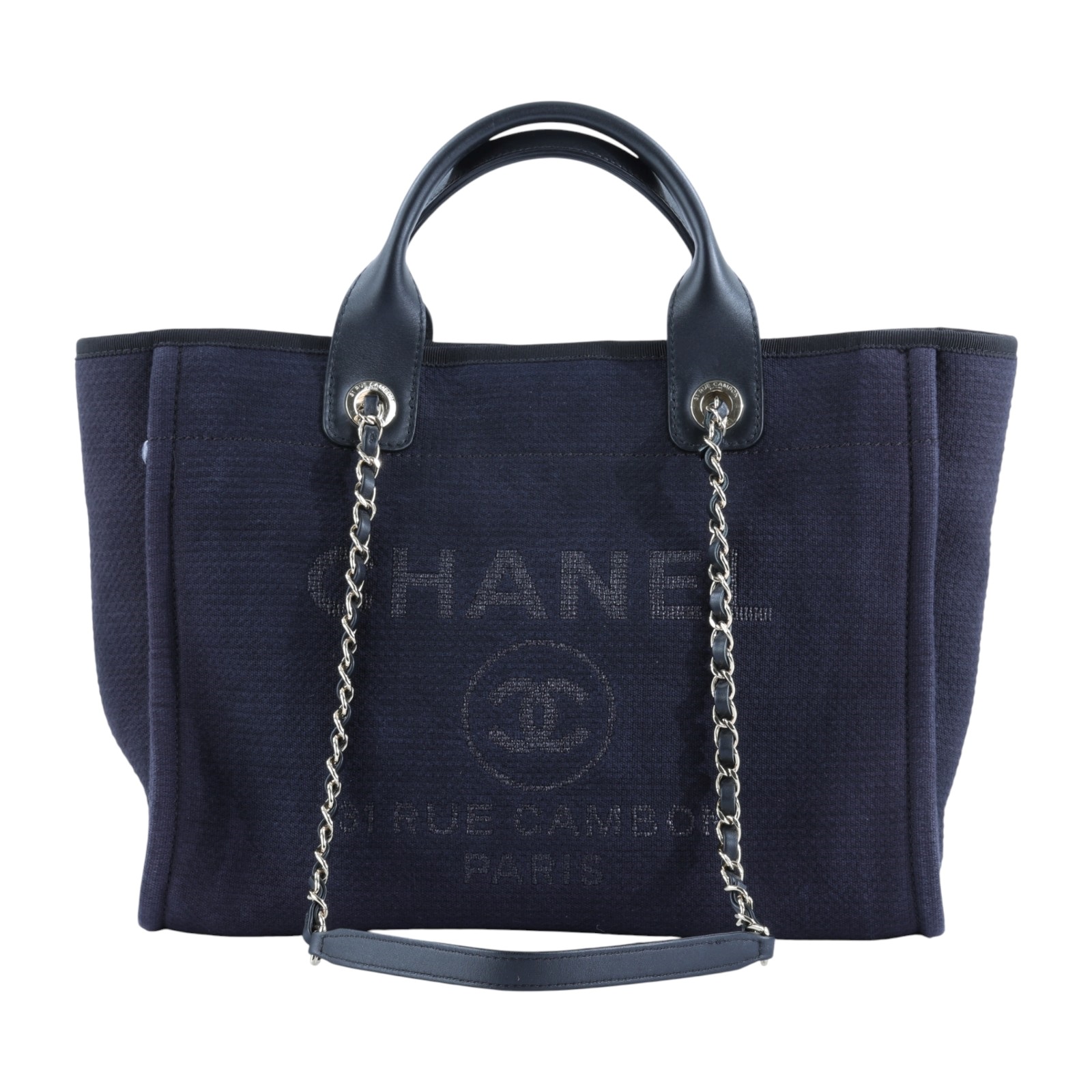 香奈兒 CHANEL 沙灘包 托特包 AS3351 B08435 晶片款 深藍帆布沙灘包 防塵袋/購買證明正本/內袋