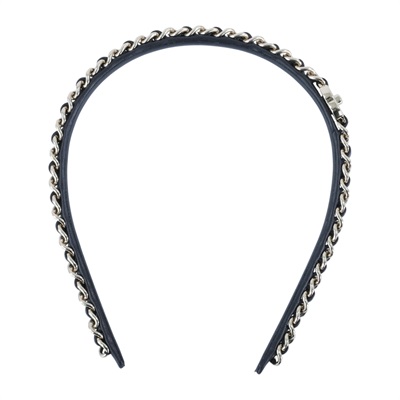 香奈兒 CHANEL 髮箍 AB6143 B05547 黑金皮穿鍊髮箍 原廠盒子/購買證明正本