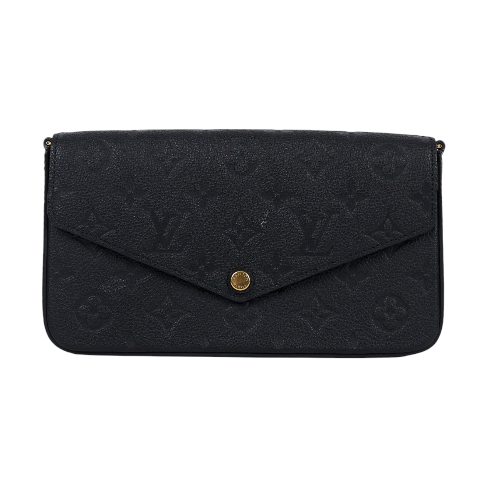 路易威登 LOUIS VUITTON Félicie Pochette 經典壓花皮格 WOC 翻蓋 斜背 鍊帶 肩背包 黑色 M64064 晶片款  原廠盒子/購買證明正本