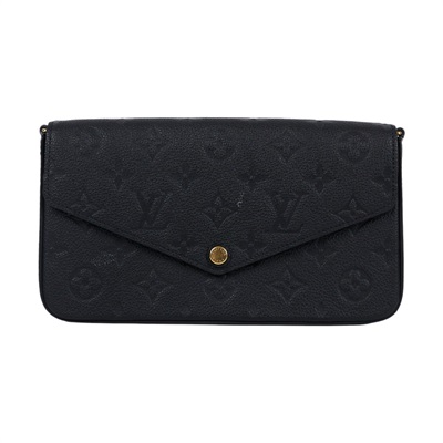 路易威登 LOUIS VUITTON Félicie Pochette 經典壓花皮格 WOC 翻蓋 斜背 鍊帶 肩背包 黑色 M64064 晶片款  原廠盒子/購買證明正本