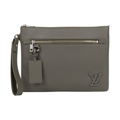 路易威登 LOUIS VUITTON Takeoff 隨身包 手拿包 小牛皮 M69837 晶片款 墨綠TAKEOFF 手拿包 防塵袋