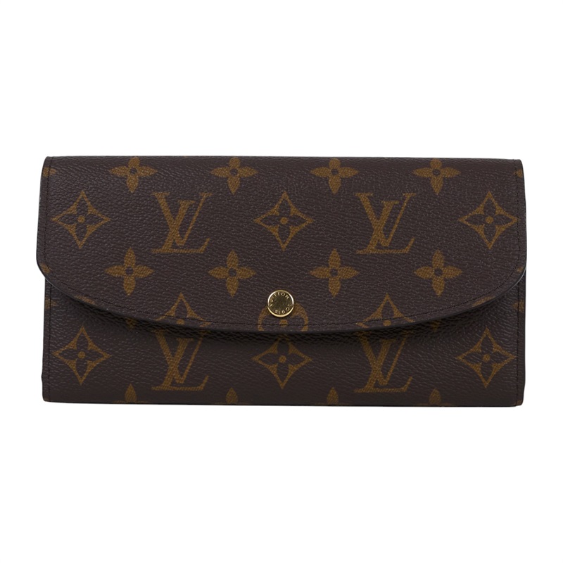 路易威登 LOUIS VUITTON Emilie 長夾 經典帆布 紫紅色 M60697 晶片款 原花紫紅EMILIE長夾 原廠盒子/防塵袋