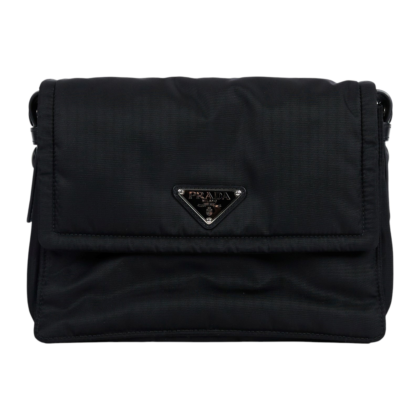 普拉達 PRADA Re-Nylon 小號 夾棉 肩背袋 1BD313_RDLN 黑尼龍郵差方包 防塵袋