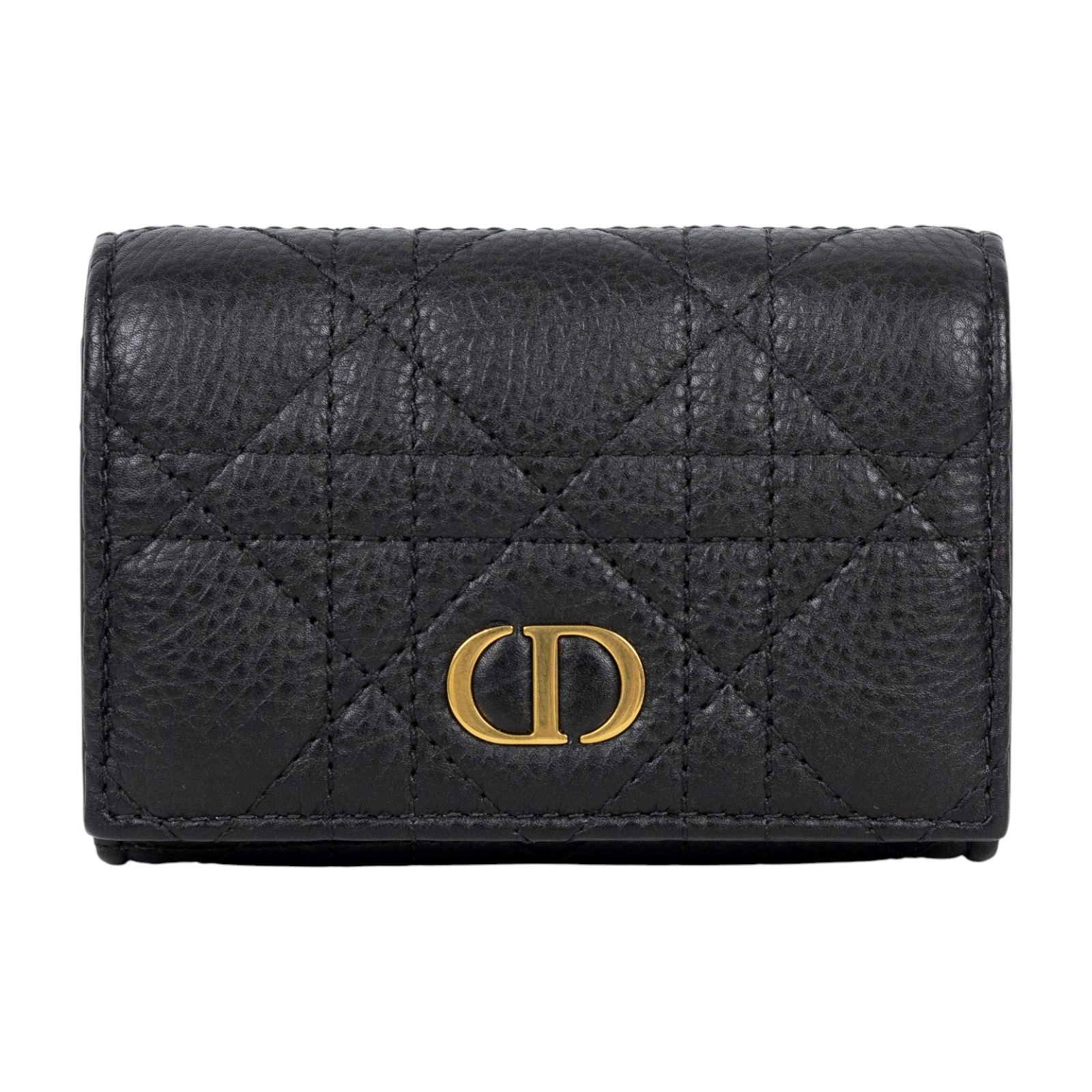 迪奧 CHRISTIAN DIOR Caro Glycine 短夾 錢包 小牛皮 S5132UWHC 黑CARO GLYCINE錢包 無附屬品