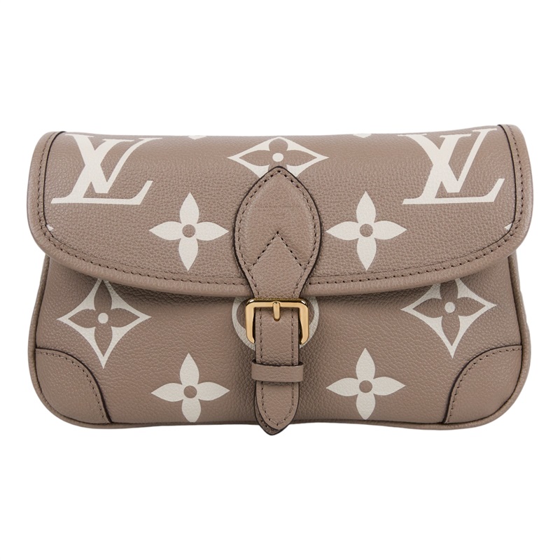 路易威登 LOUIS VUITTON Diane 腋下包法棍 單肩背包 斑鳩灰 奶油色 M46583 晶片款  背帶2/購買證明正本/原廠盒子/防塵袋