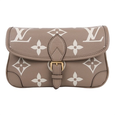 路易威登 LOUIS VUITTON Diane 腋下包法棍 單肩背包 斑鳩灰 奶油色 M46583 晶片款  背帶2/購買證明正本/原廠盒子/防塵袋