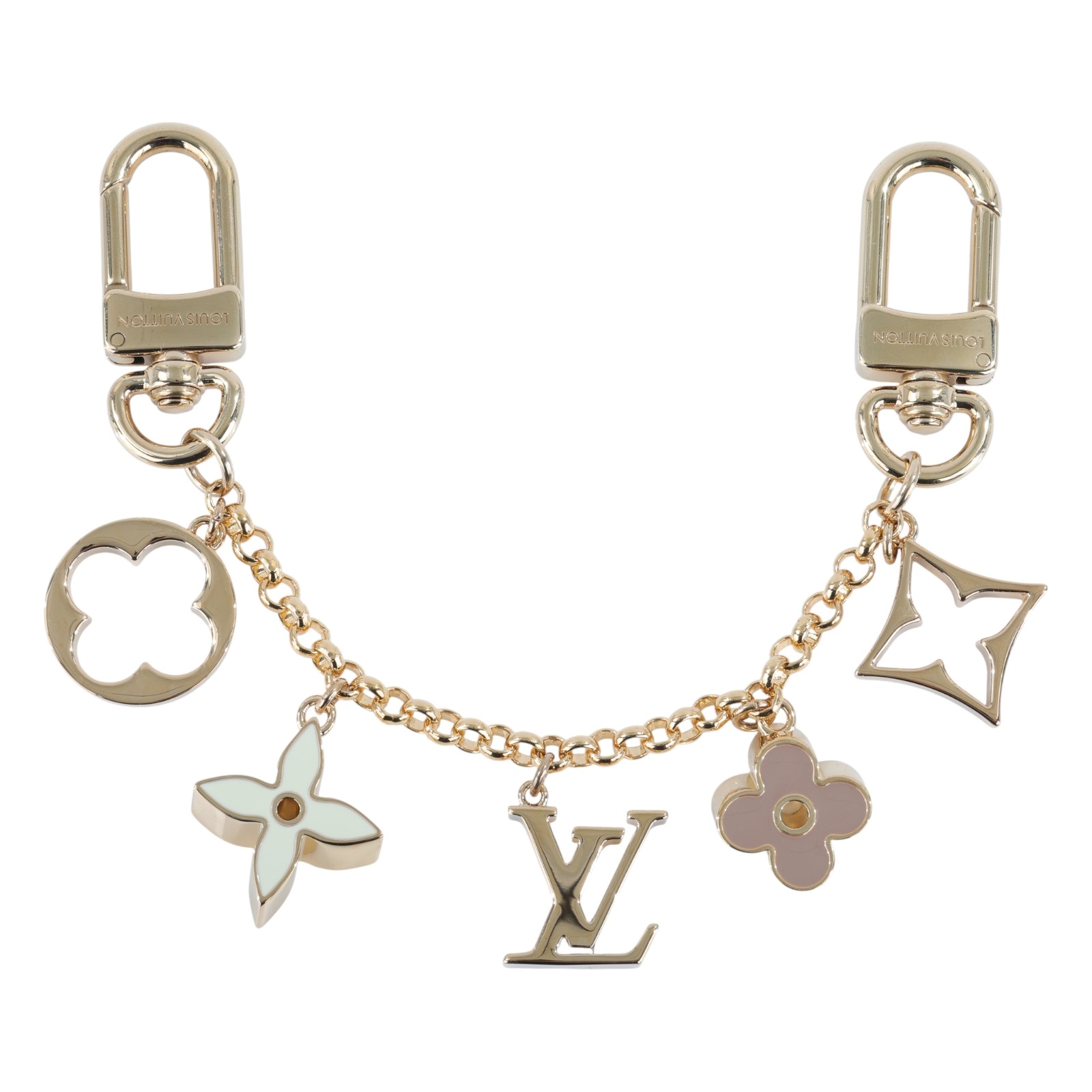 路易威登 LOUIS VUITTON Fleur de Monogram 包包鏈帶 吊飾 包掛 M01413  購買證明影本