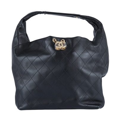 香奈兒 CHANEL CC LOGO HOBO 手提包 肩背包 流浪包 AS5967 B22897 晶片款 黑金HOBO 防塵袋/購買證明正本