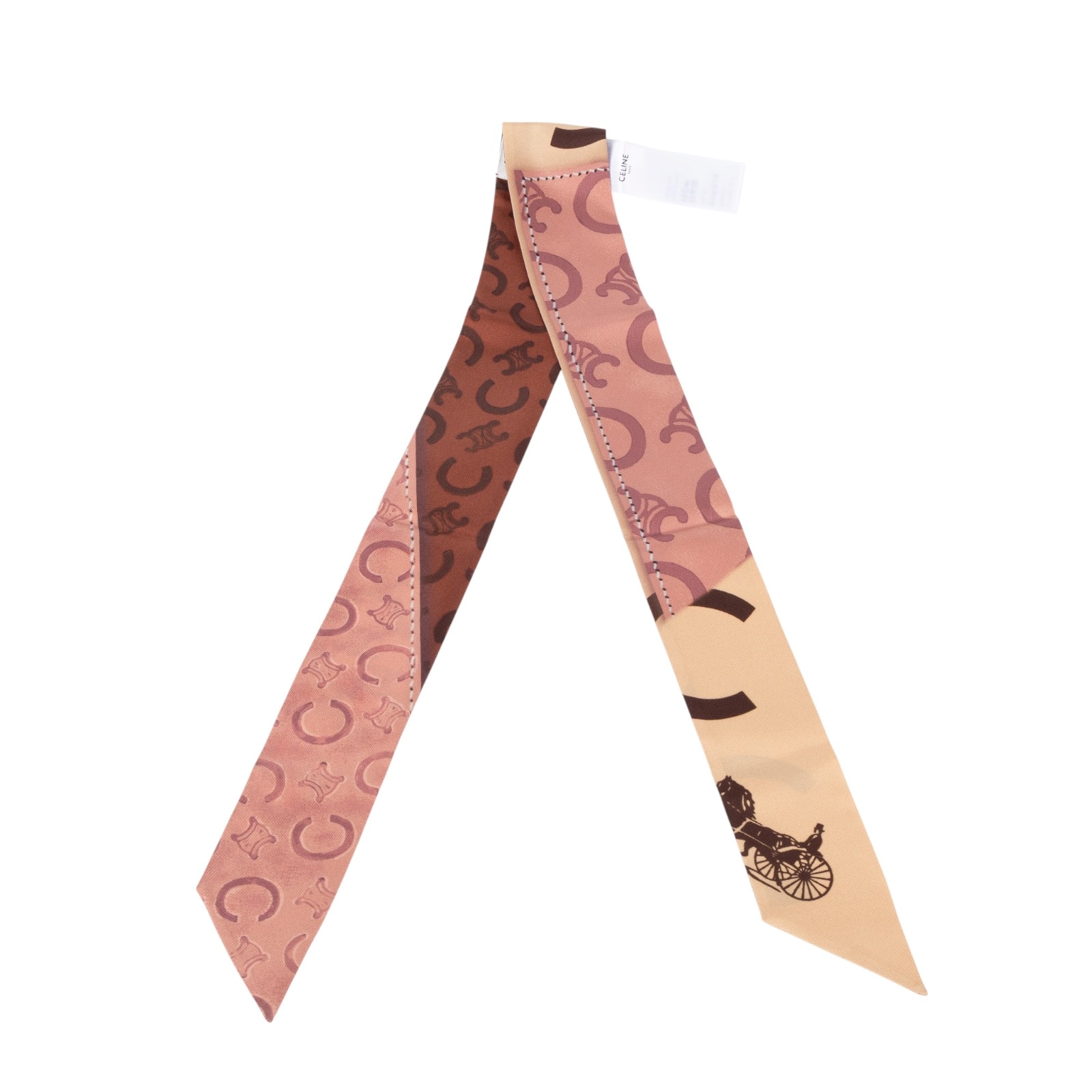 思琳 CELINE 印花桑蠶絲斜紋布 AA0A62W91 粉膚凱旋門/馬車印花TWILL 原廠盒子