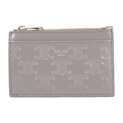 思琳 CELINE Triomphe 拉鍊 卡包 10F993FQD 藕灰凱旋門壓紋卡包 原廠盒子/防塵袋