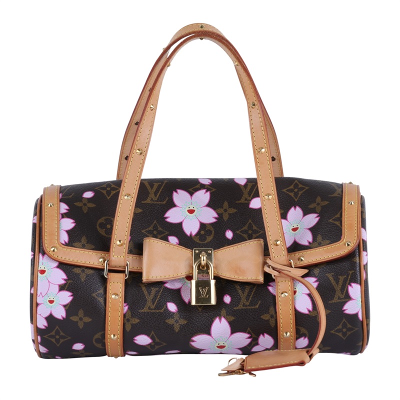 路易威登 LOUIS VUITTON 村上隆 Monogram PAPILLON 手提包 M92009 原花村上隆櫻花圓筒包PAPILLON 防塵袋