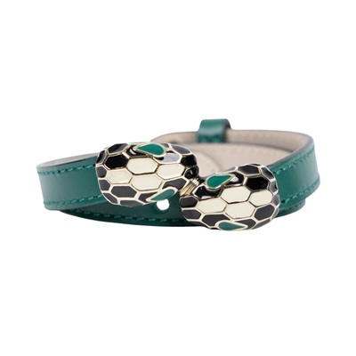 寶格麗 BVLGARI Serpenti Forever 手鍊 39997_S 綠雙蛇頭雙圈手環 原廠盒子/保書