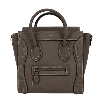 思琳 CELINE Luggage手袋 敲打 小牛皮 袖珍型 189243DRU 灰 LUGGAGE NANO 防塵袋/背帶/購買證明影本