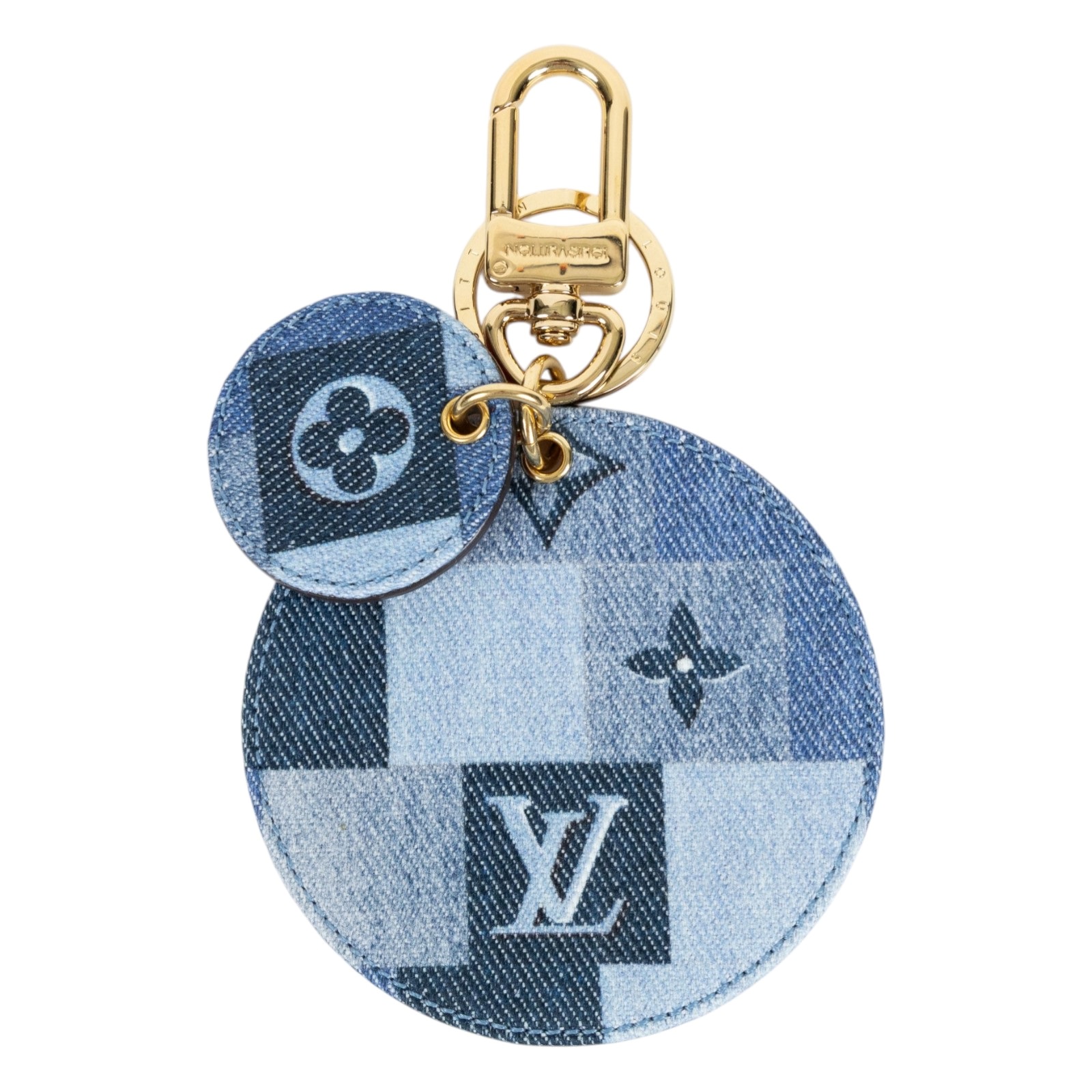 路易威登 LOUIS VUITTON Porte Cles 鑰匙扣 鑰匙圈 包飾 M69017 圓牛仔格紋LOGO鑰匙圈 原廠盒子/防塵袋