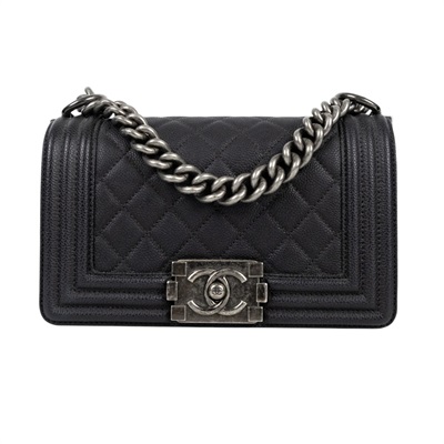 香奈兒 CHANEL Boy 20 小型 口蓋包 A67085 Y07352 23開黑荔枝皮復古銀BOY20 原廠盒子/防塵袋/保證卡/購買證明影本