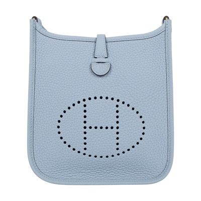 愛馬仕 Hermes Evelyne 16 Amazone bag 伊芙琳包 亞麻藍 珍珠灰 金色五金 H069426CCFG /K MM 001CH  原廠盒子/防塵袋/購買證明正本/背帶