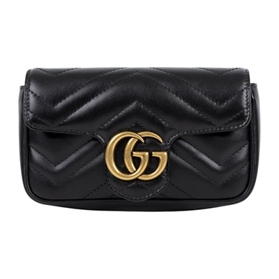 古馳 GUCCI GG Mormont 絎縫 超迷你袋 476433 DTDCT 黑MARMONT MINI 原廠盒子/防塵袋/購買證明正本