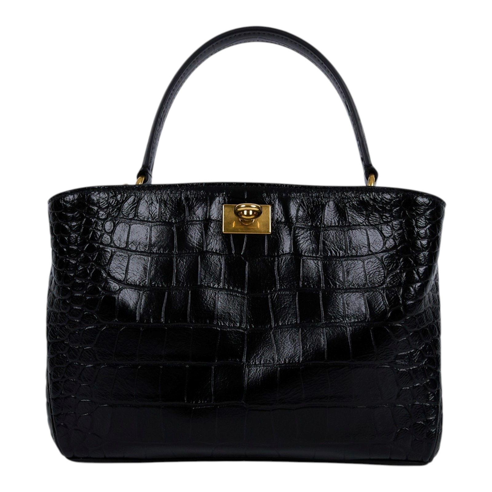 巴黎世家 BALENCIAGA Rodeo Mini 手提包 鱷魚壓紋小牛皮 7954562AA5L 黑金鱷魚壓紋RODEO MINI STARP/防塵袋