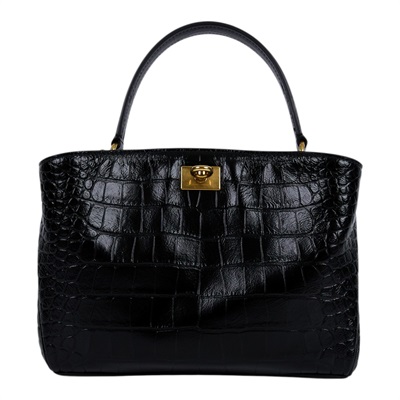 巴黎世家 BALENCIAGA Rodeo Mini 手提包 鱷魚壓紋小牛皮 7954562AA5L 黑金鱷魚壓紋RODEO MINI STARP/防塵袋