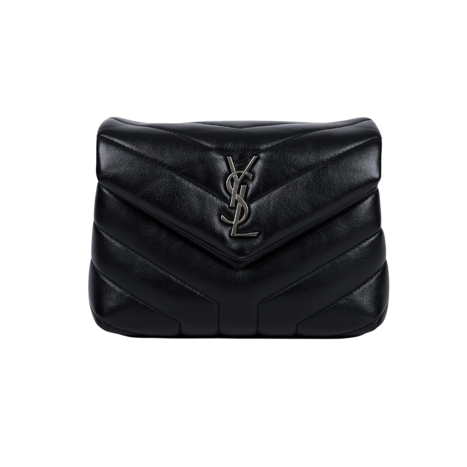 聖羅蘭 YSL SAINT LAURENT Loulou 絎縫 皮革 TOY 手袋 銀色五金 467072DV706 黑銀LOULOU TOY 背帶