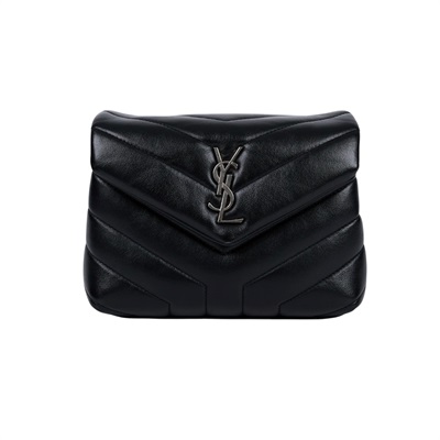 聖羅蘭 YSL SAINT LAURENT Loulou 絎縫 皮革 TOY 手袋 銀色五金 467072DV706 黑銀LOULOU TOY 背帶