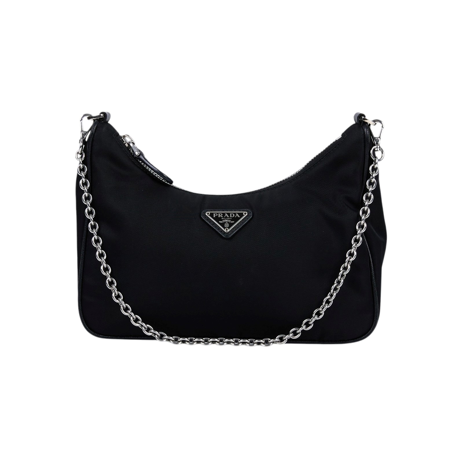 普拉達 PRADA Re-Edition 2005 Re-Nylon 手袋 1BH204_R064 黑銀三合一尼龍肩背包 防塵袋/內袋/背帶