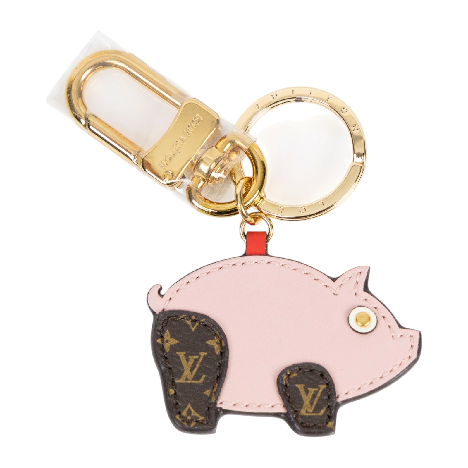 路易威登 LOUIS VUITTON Porte Cle Figure Pig 豬年 吊飾 包掛 鑰匙圈 M67402 粉豬拼原花吊飾 原廠盒子/防塵袋