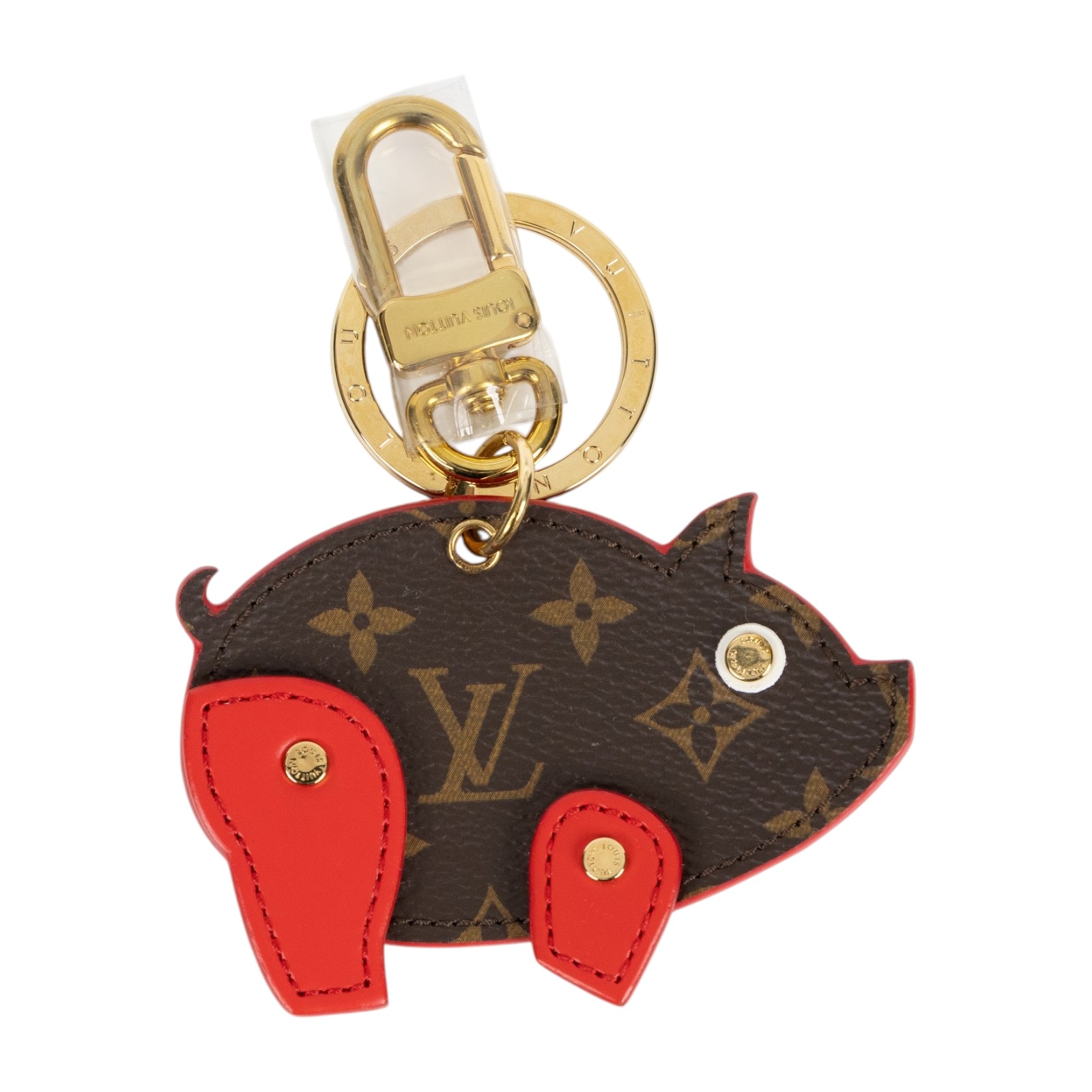 路易威登 LOUIS VUITTON Porte Cle Figure Pig 豬年限定 吊飾 包掛 鑰匙圈  原花拼紅豬吊飾 原廠盒子/防塵袋