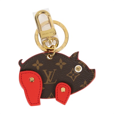 路易威登 LOUIS VUITTON Porte Cle Figure Pig 豬年限定 吊飾 包掛 鑰匙圈  原花拼紅豬吊飾 原廠盒子/防塵袋