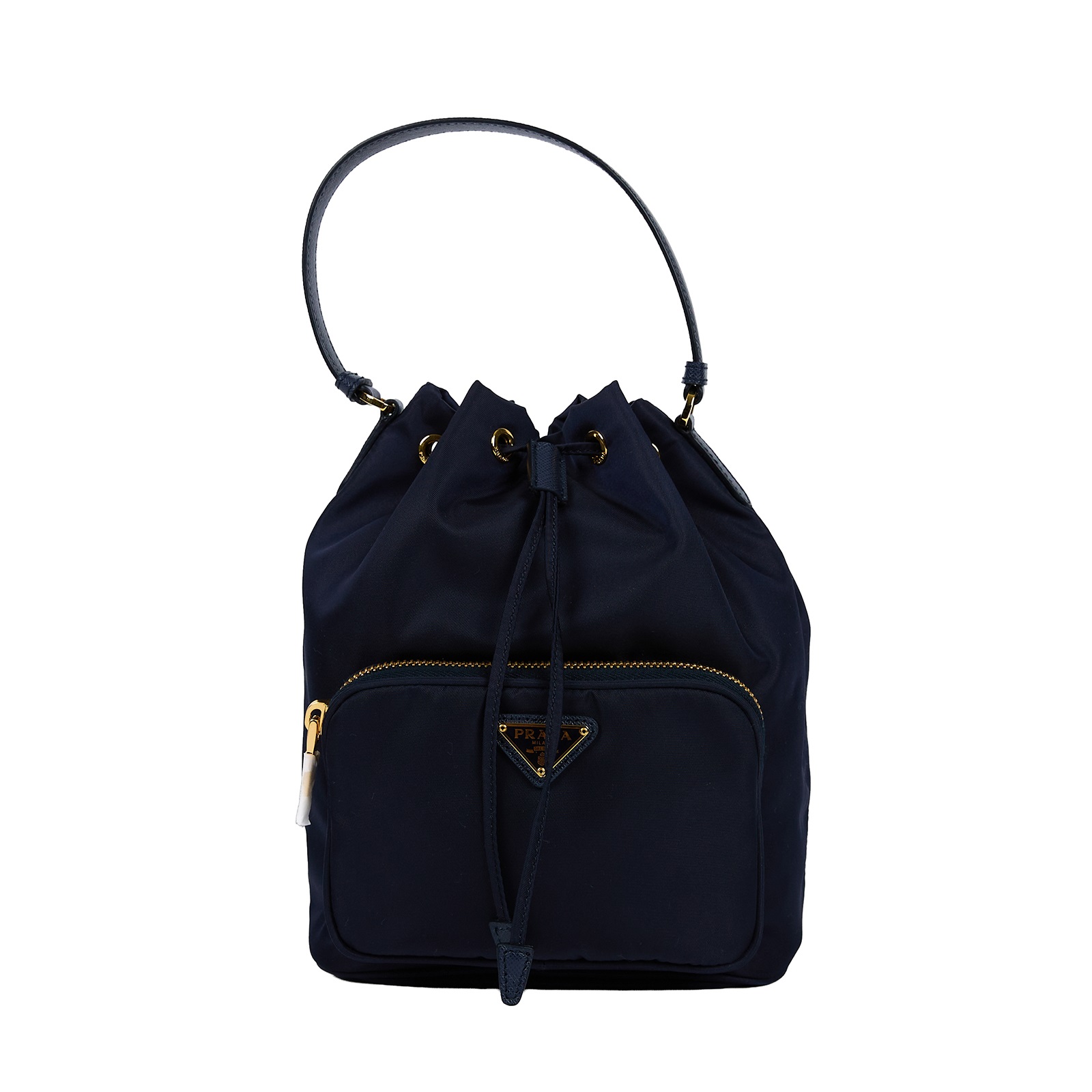 普拉達 PRADA Duet Re-Nylon 水桶袋 1BH038_RV44 藍尼龍2WAY水桶包 防塵袋/保證卡/背帶