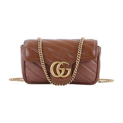 古馳 GUCCI GG Mormont 絎縫 超迷你袋 476433 DTDCT 焦糖MARMONT MINI 無附屬品
