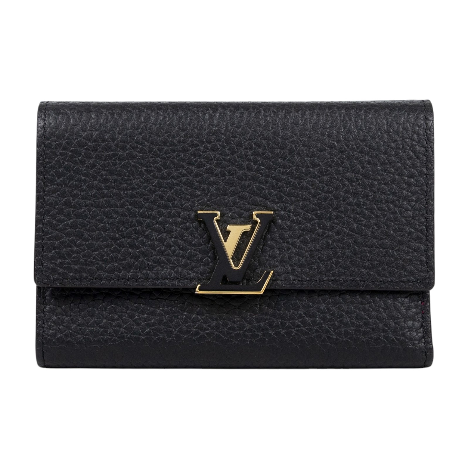 路易威登 LOUIS VUITTON Capucines 小型錢包 短夾 黑玫瑰紅色 M62157 晶片款  防塵袋/原廠盒子/購買證明影本