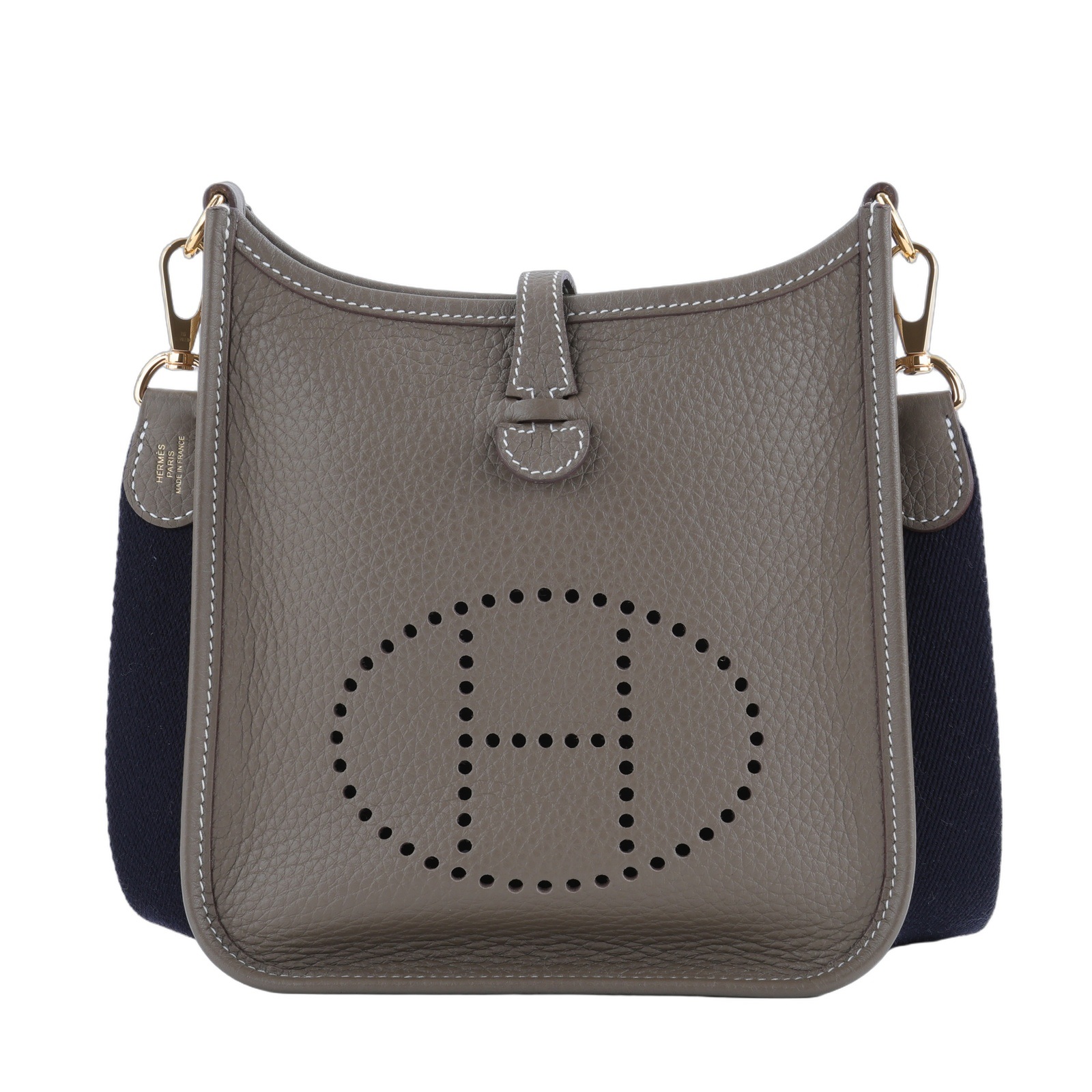 愛馬仕 Hermes Evelyne 16 Amazone bag 伊芙琳包 大象灰 深藍 金色五金 H069426CCBF /W AU 009 MM  購買證明正本/防塵袋/原廠盒子/背帶