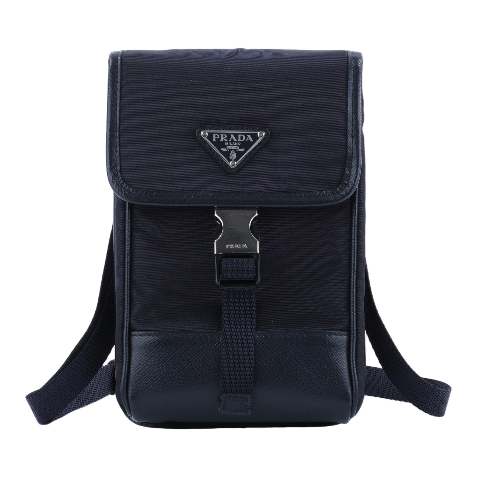 普拉達 PRADA Re-Nylon Saffiano 皮革 智慧型手機 保護套 2ZH109_2DMH 深藍尼龍手機包 背帶/防塵袋/原廠盒子/保證卡