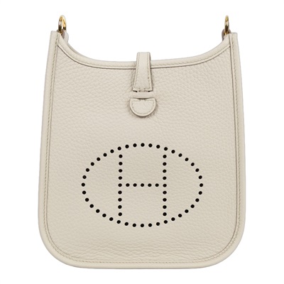 愛馬仕 Hermes Evelyne Bag Mini 伊芙琳包 Evelyne 16 冰川白色 金色五金 H085945CCAX /K AU 003 MM  原廠盒子/防塵袋2/背帶/購買證明正本