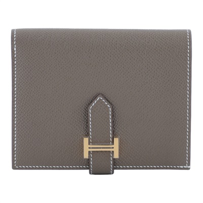 愛馬仕 Hermes Bearn 短夾 金色五金 大象灰色 H039790CC18 /W US 011Z  原廠盒子/購買證明