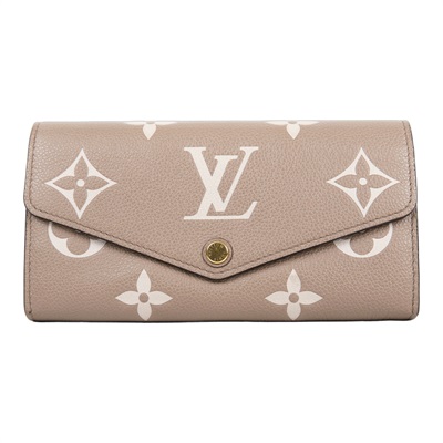 路易威登 LOUIS VUITTON Sarah 錢包 Reverse帆布 Empreinte柔軟粒面壓花牛皮 灰色 奶油色 M81049 晶片款  原廠盒子/防塵袋