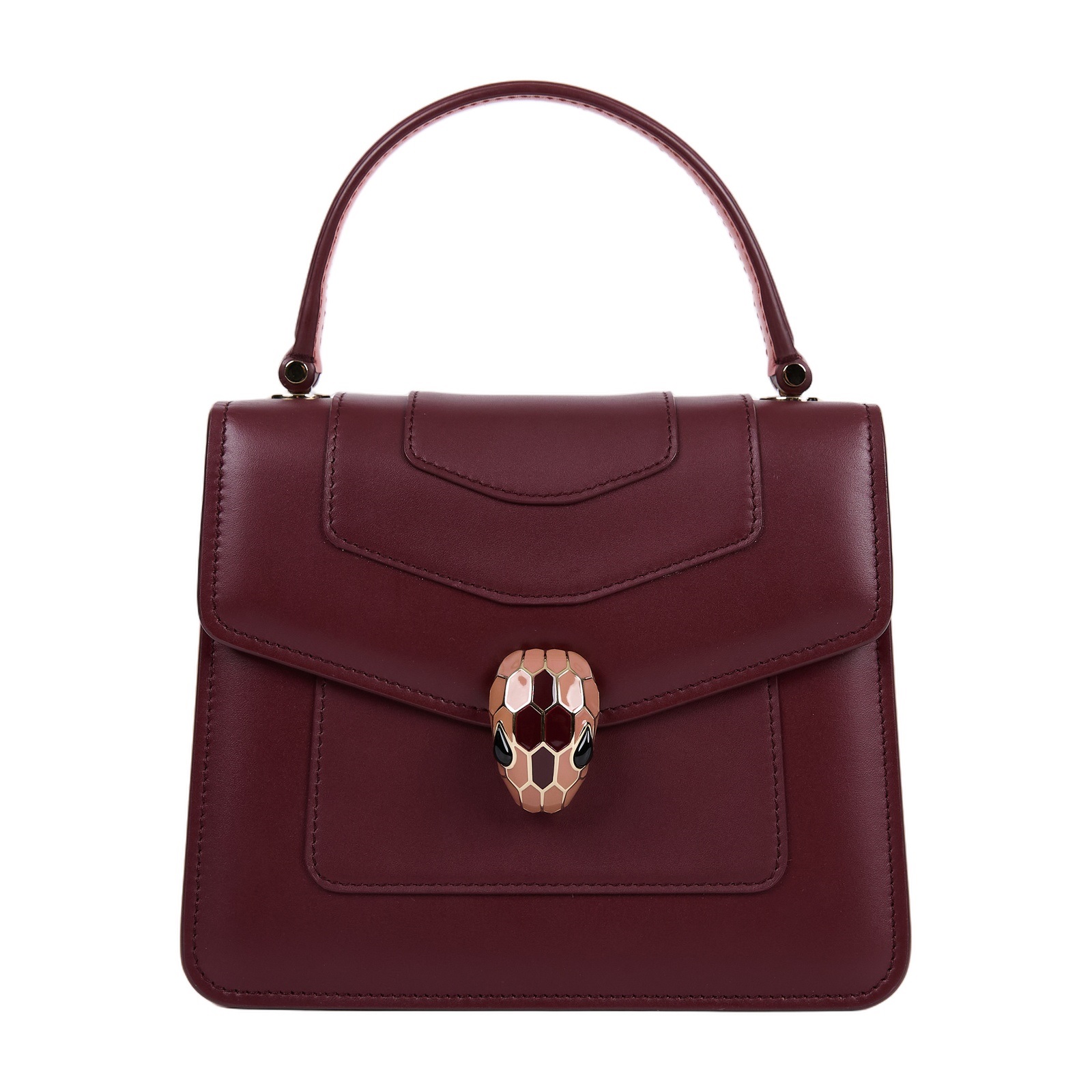 寶格麗 BVLGARI Serpenti Forever 口蓋包 肩背包 斜背包 286906 暗酒紅蛇頭包 防塵袋/背帶/雨衣