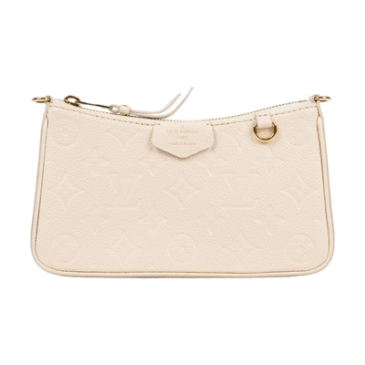 路易威登 LOUIS VUITTON Easy Pouch On Strap 壓紋牛皮二用包 奶油色 M81066 晶片款  原廠盒子/ 防塵袋/背帶2
