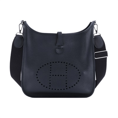 愛馬仕 Hermes Evelyne Bag 伊芙琳包 29 馬蹄型 EV29 K UY 008 TM 黑 EVELYNE29 銀釦 原廠盒子/防塵袋