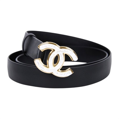香奈兒 CHANEL 皮帶 腰帶 配飾 AA9239_70 珍珠白法瑯雙C皮帶#70 防塵袋/原廠盒子