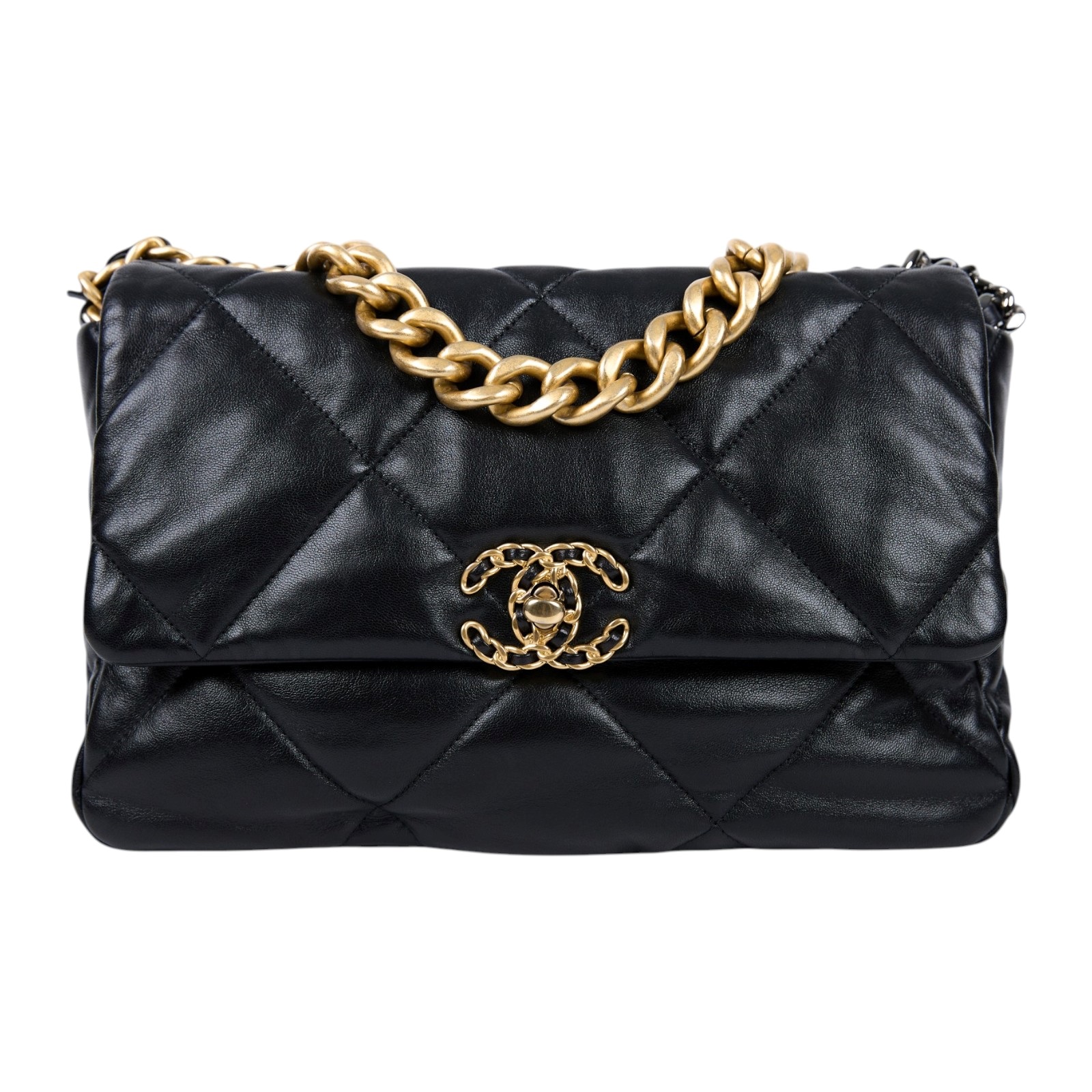 香奈兒 CHANEL 19 大型口蓋包 AS1161 30開 黑金19包 30CM 防塵袋/保證卡