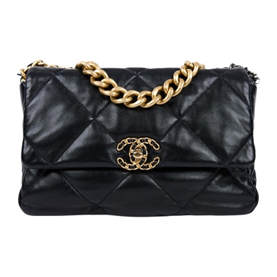 香奈兒 CHANEL 19 大型口蓋包 AS1161 30開 黑金19包 30CM 防塵袋/保證卡