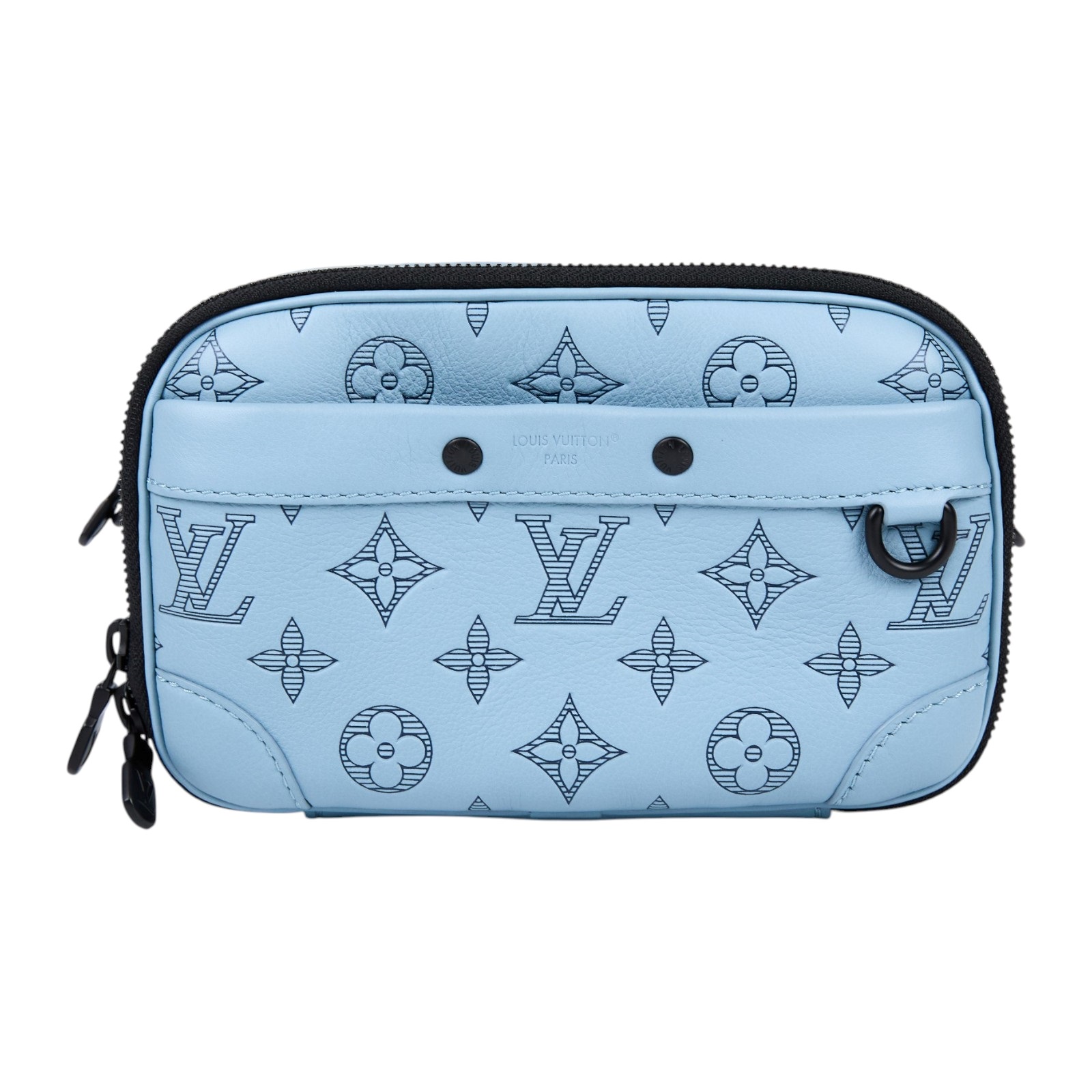 路易威登 LOUIS VUITTON Nano Alpha 可穿戴式錢包 斜背包 M14790 晶片款 寶寶藍原花壓紋ALPHA相機包 原廠盒子/防塵袋/背帶