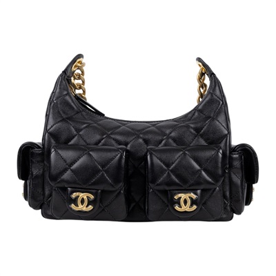香奈兒 CHANEL 流浪包 AS5339 B18791 晶片款 黑金羊HOBO 原廠盒子/防塵袋/購買證明正本